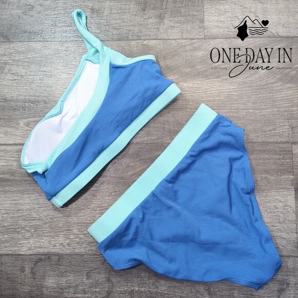 Aleumdr One Shoulder Ribbed Bikini Swimsuit Size S - Picture 4 of 4